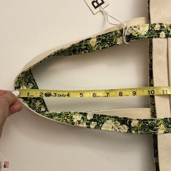 Baggu Floral Canvas Tote Bag Cream and Green NEW Daisy grass - Picture 8 of 11